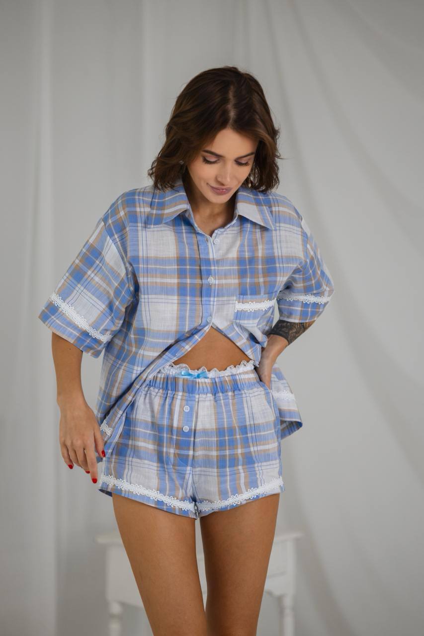Premium cotton plaid texture close-up.
