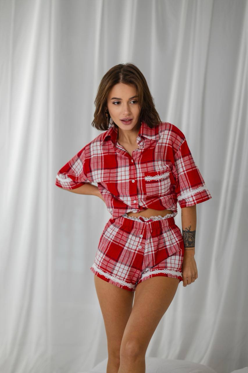 Judy Premium Cotton Pajama Set with Italian Lace