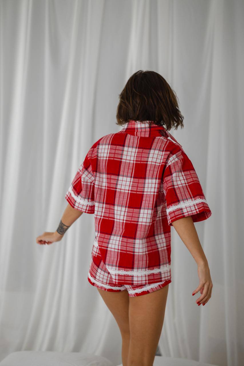 Judy Premium Cotton Pajama Set with Italian Lace