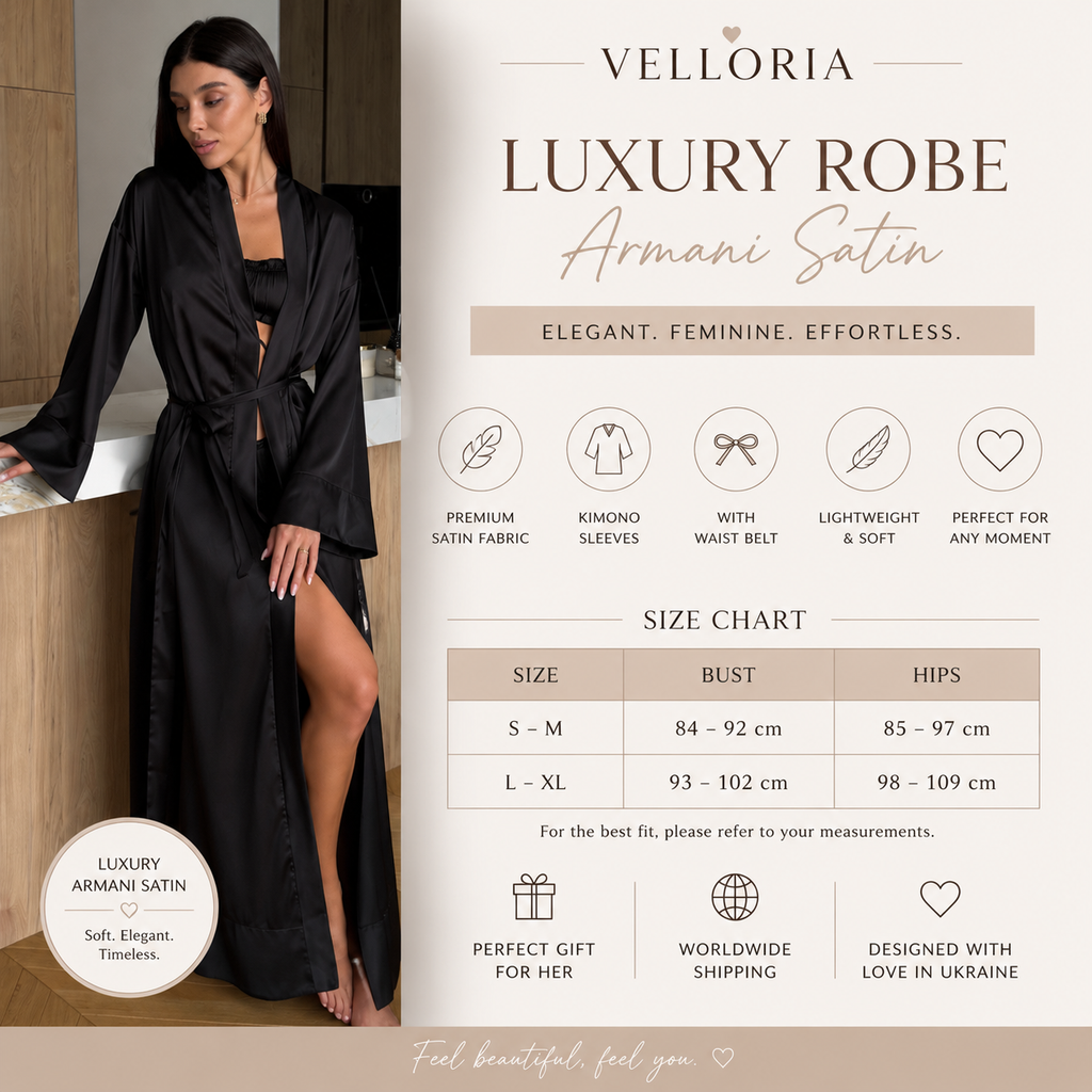 Long Silk Armani Robe – Luxury Satin Kimono Robe