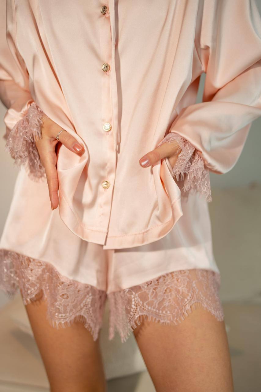 Juliette Luxury Satin Pajama Set with Lace | Premium Women’s Sleepwear
